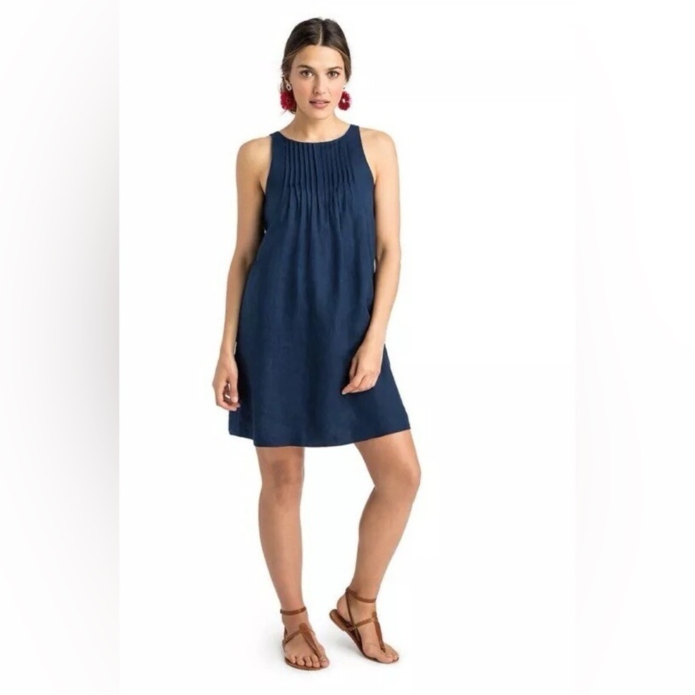 Vineyard Vines Womens Linen Pintuck Swing Dress | Size 2 | Black